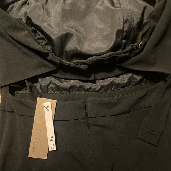 NWT DO + BE Womens Small Black Strapless Overlay Front Jumpsuit Wide Leg - Picture 6 of 6